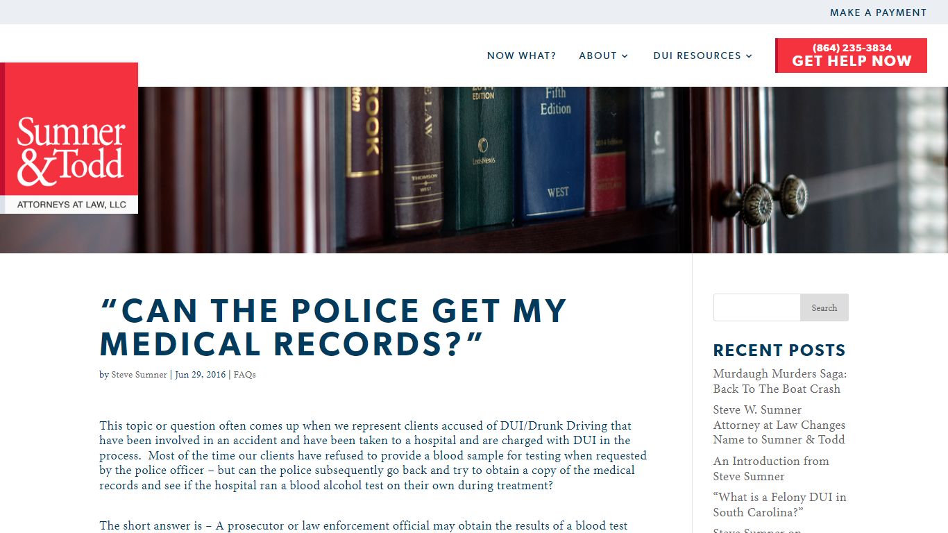 “Can the Police Get My Medical Records?” - Steve W. Sumner ...